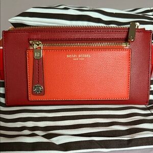 Henri Bendel Red and Orange Leather Wallet